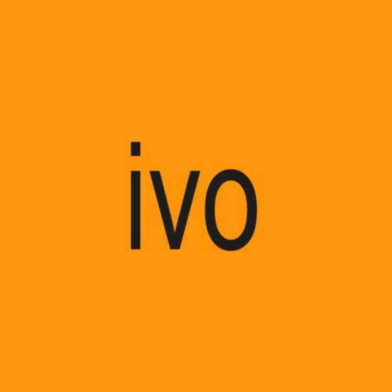 ivo spelt on an orange background, Charlie XCX style.