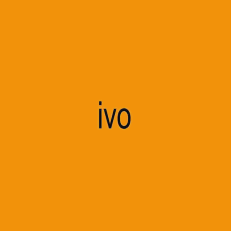 ivo spelt on an orange background, Charlie XCX style.