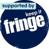 Blue circular logo - text reads "supported by Keep It Fringe"