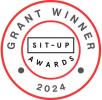Red circular logo - black text reads "GRANT WINNER - SIT UP AWARDS 2024"